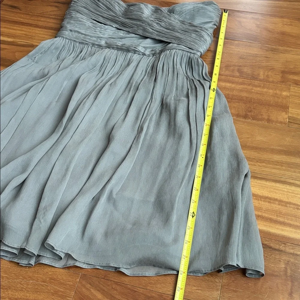J. Crew Strapless Pleated Dress in Dusty Blue-Gray